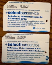 2 tarjetas MetroCards NYC MTA Select Bus Service - recuerdos de tránsito SBS coleccionables