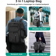 3-in-1 Laptop Bag 17.3 Inch Shockproof Multi-Pocket Travel Organizer Commuting