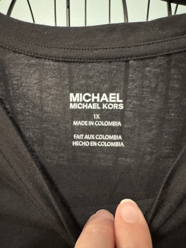 Michael Kors Black Gold foil logo Cotton/Modal Blend women’s t shirt 1X 1XL - Picture 3 of 10