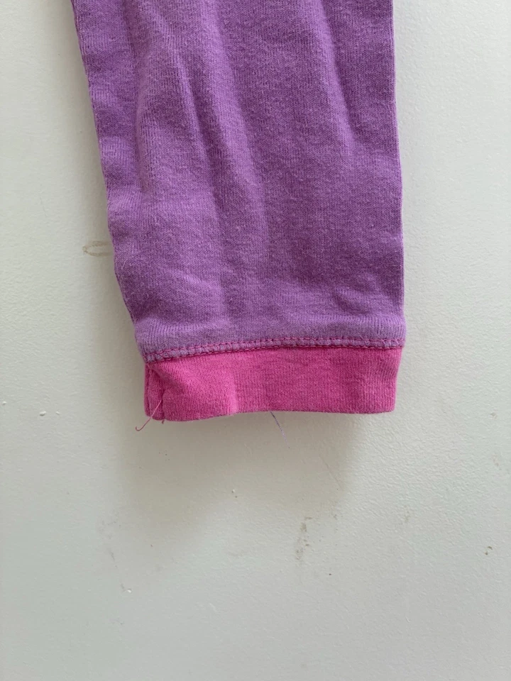 Pantalones de pijama de cintura elástica 100 % algodón con ribete rosa púrpura liso para niños y niñas 8 Foto 4 de 4