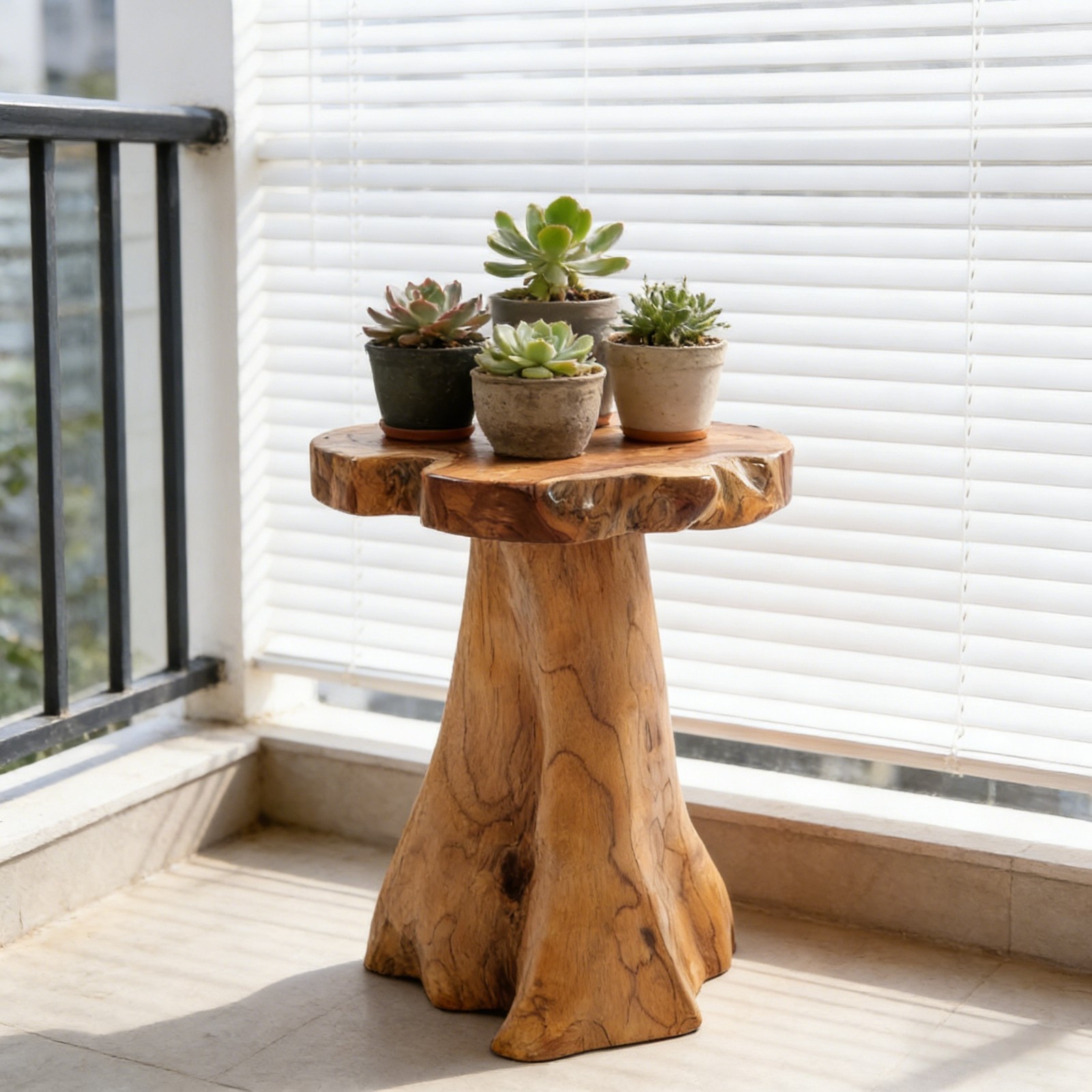 Rustic Teak Tree Stump Table &ndash; Live Edge Side Table or Stool, Natural Wood, Gift