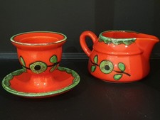 Retro 1970 s Ceramic Egg Cup Creamer Piroschka Gallo Villeroy & Boch Red Avocado