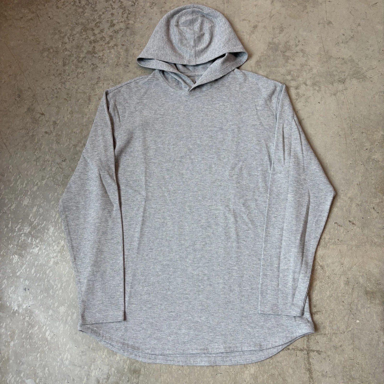 BYLT Premium Basics Thermal Hoodie Hooded Drop Cut Pullover Gray Men’s Large