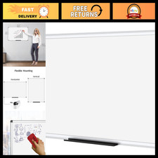 Magnetic Dry Erase Board 36x24" - Silver Aluminum Frame, Wall-Mounted, Office &