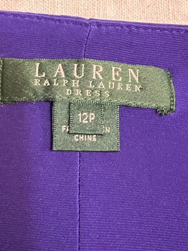 Lauren Ralph Lauren 12P Purple Ruched Jersey Dress Long Sleeve Petite Lined - Picture 7 of 12