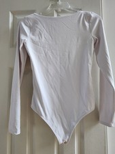 NEW EXPRESS Body Contour White Bodysuit Long Sleeve Scoop Back Women's Small NWT