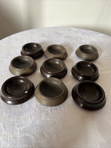 9 x Vintage Art Deco Bakelit Möbelfüße Tassen Rollen braun