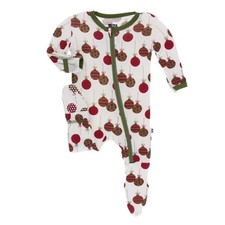 Kickee Pants Christmas Ornament Footie Pjs Pajamas Sleeper Zipper Bamboo 9-12m