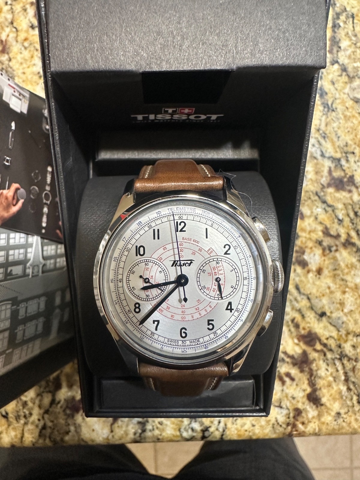 Tissot Telemeter 1938 Silver Dial Brown Leather Strap Watch T142.462.16.032.00