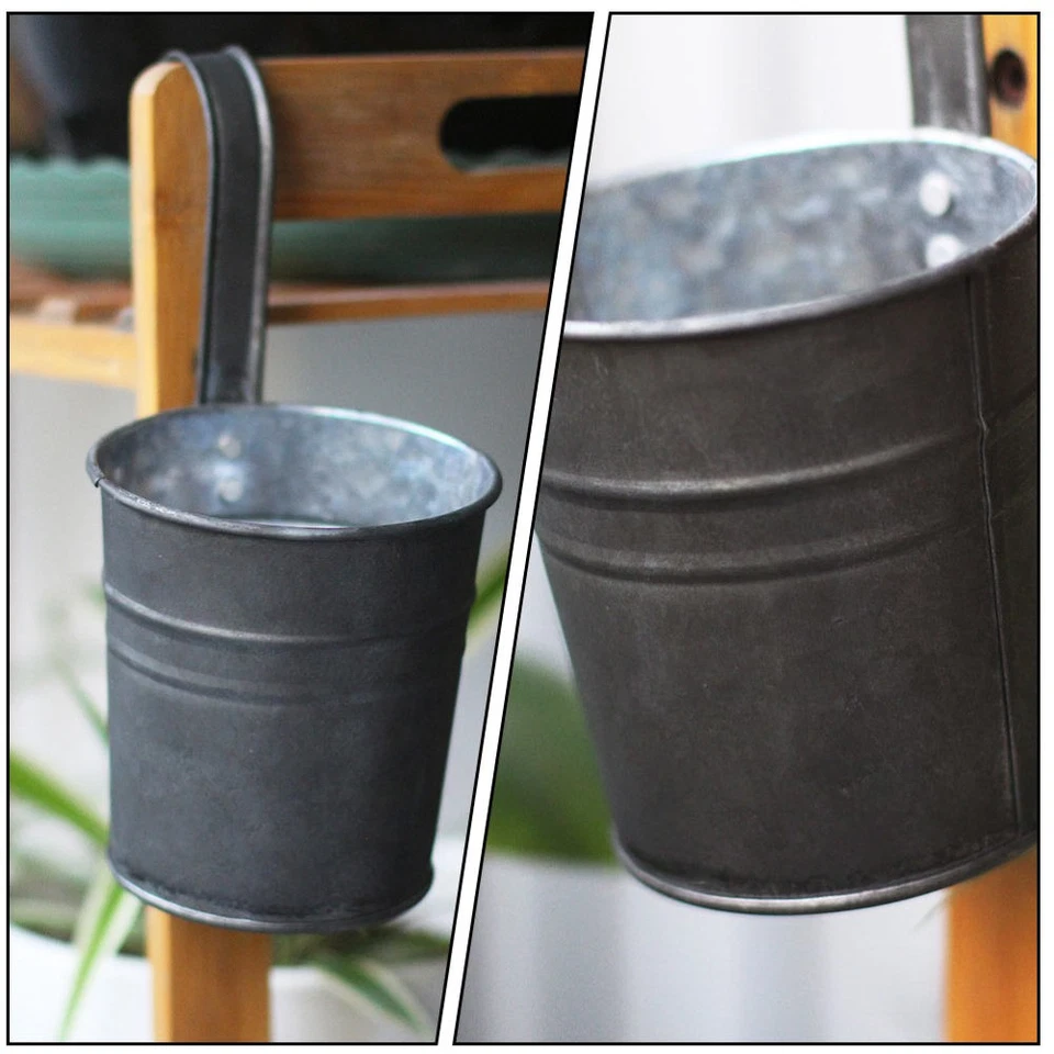 2 macetas colgantes de metal macetas de hierro retro contenedores para plantar Foto 4 de 4