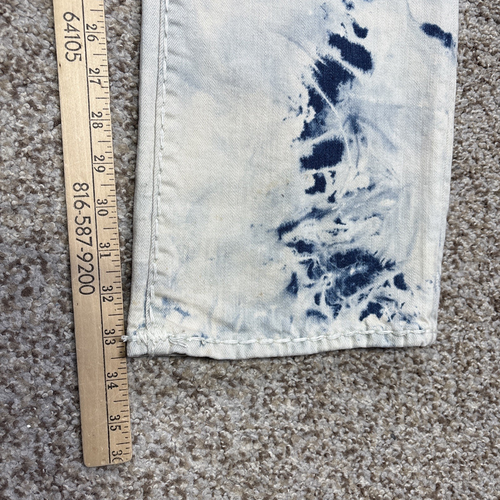 True Religion Jeans Mens 38 Bleach Washed Ricky Relaxed Straight 38 Fits 40x33.5 - View 9