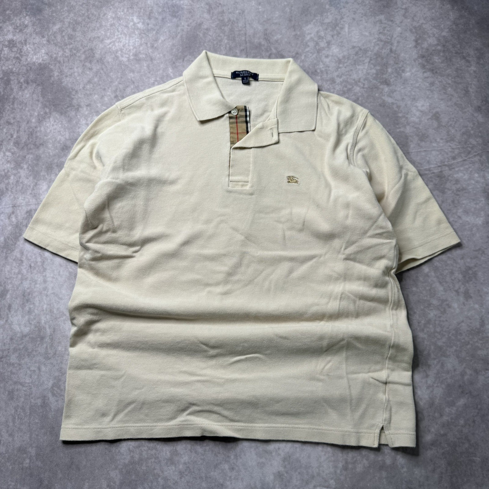Vintage Burberry London Made in England Beige Polo Shirt Men