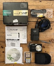 Black FUJIFILM FinePix F50fd 12MP Camera, 2 Batteries, Charger etc Working Order
