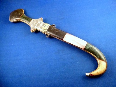 11.5'' New Handmade Moroccan Berber Knife (Khanjar) Inlay Brass w Sheath Custom