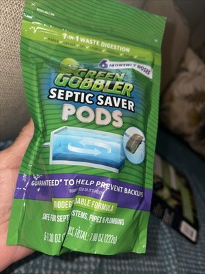 Green Gobbler Septic Saver PODS Septic Treatment 6 MONTH Supply Prevent Backups