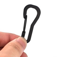 3 Small Black Carabiner Camping Push Spring Snap Clip Hook Keychain Ring