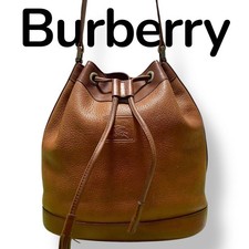 Borsa a tracolla Burberry vintage con coulisse secchiello in pelle marrone...