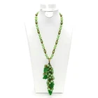Vintage Miriam Haskell Green Glass Grape Cluster Pendant Necklace Lucite