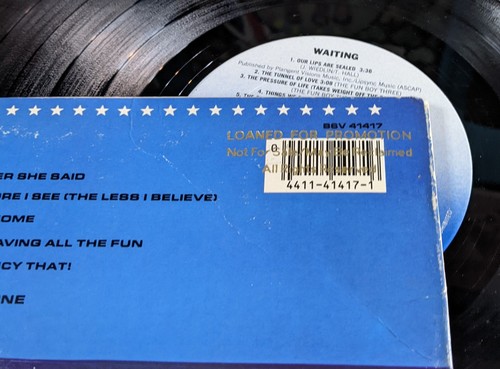 Fun Boy Three Waiting Record Album Year 1983 USA Pressing Chrysalis Promo Copy - Picture 10 of 16