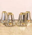 Vintage Set Of 4 "The Hampton Bay" Glass Lamp Shades 6 Panel Leaded Unused