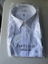 Van Heusen Men's Dress Shirt Flex Collar Stretch Solid White Size 18.5 34/35