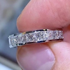 4.8Ct Princess lab Created Diamond Channel Set Wedding Band 14KWhite Gold Plated