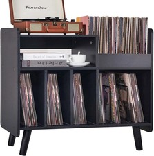 Record Player Stand, Large Record Player Table Cabinet with Open Vinyl Storage a