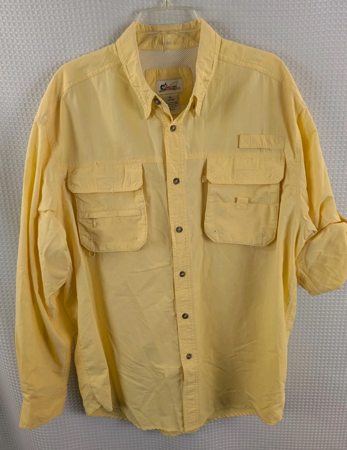 World Wide Sportsman Vented Outdoor Long Sleeve Fishing Shirt Yellow Size XL