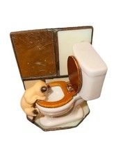 RARE Vintage Gallery Decorative Stained Glass Nightlight Cat Hanging Off Toilet