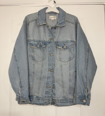 Universal Thread Women's M Blue Denim Collared Pocket Jacket Relaxed Fit Vintage