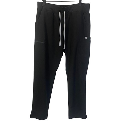 FIGS High Waisted Yola Skinny Scrub Pants Black Lightweight Medical Wear Sz L - Picture 2 of 14