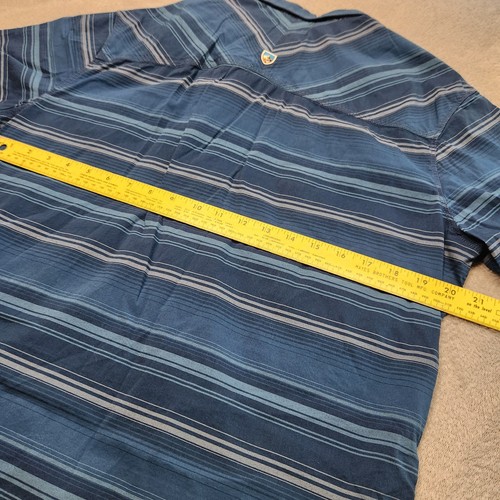 Kuhl Intriguer Men's Shirt Blue Gray Striped Size Large Snap Up Short Sleeve - Picture 8 of 9