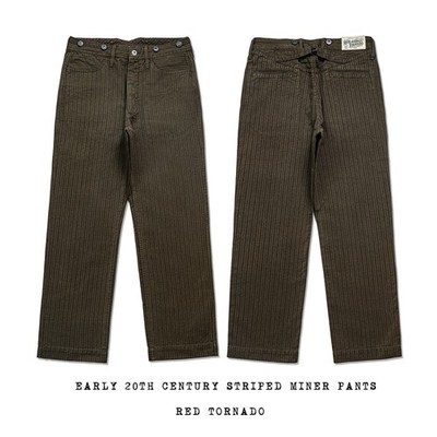 Red Tornado Vintage Herren Striped Miner Pants Salt Pepper Retro Casual Hose NEU