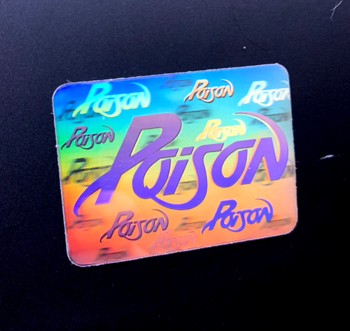 POISON GLAM METAL ROCK MUSIC MINI VINTAGE holograma holográfico pegatina calcomanía - Imagen 1 de 4