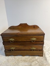"Caja organizadora de cofre vintage de madera rústica para guardar joyas con cajones 12x10x6"""
