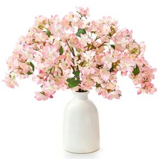 6PCS Artificial Cherry Blossom Branches Pink Fake Flowers Plum Tree Silk Decor