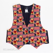 Vintage USA Patriotic Teddy Bear XL Vest Unisex 100 Cotton 4th of July American