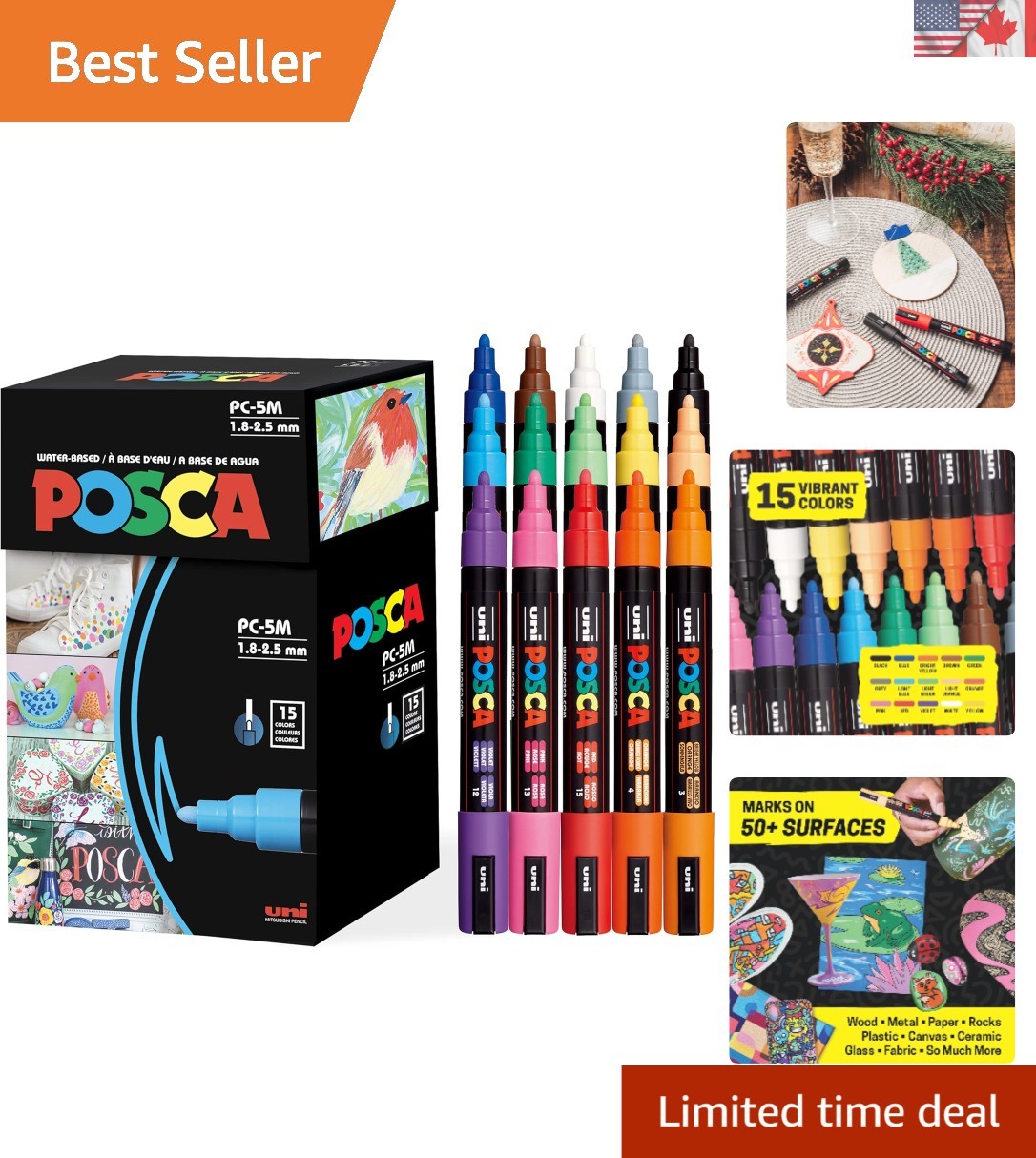 Vibrant 15-Count Paint Marker Set - Versatile for Fabric, Me