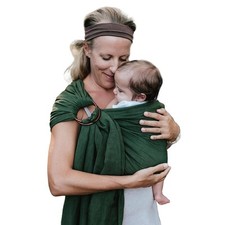Nalakai Luxury Ring Sling Baby Carrier, Soft Linen Blend Selva Dark Green