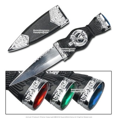 7.25  Irish Dirk Dagger Stainless Steel with Red/Blue/Green Gem Harp Handle