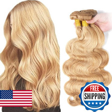Highlight Blonde Human Hair Bundles 14 16 18 Inch P27/613 Blonde Bundle Body Wav