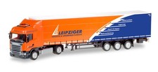 HERPA, SCANIA R13 HL 4x2 con semi telone 3 assi trasporto Leipziger, 1/87,  H...