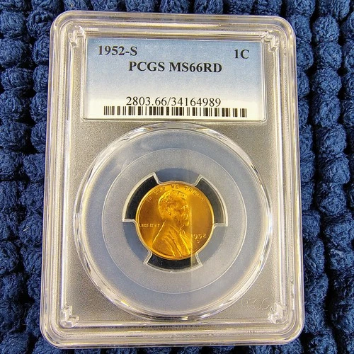 1952-S Lincoln Wheat Cent - San Francisco - PCGS MS 66 RD - Beautiful Luster