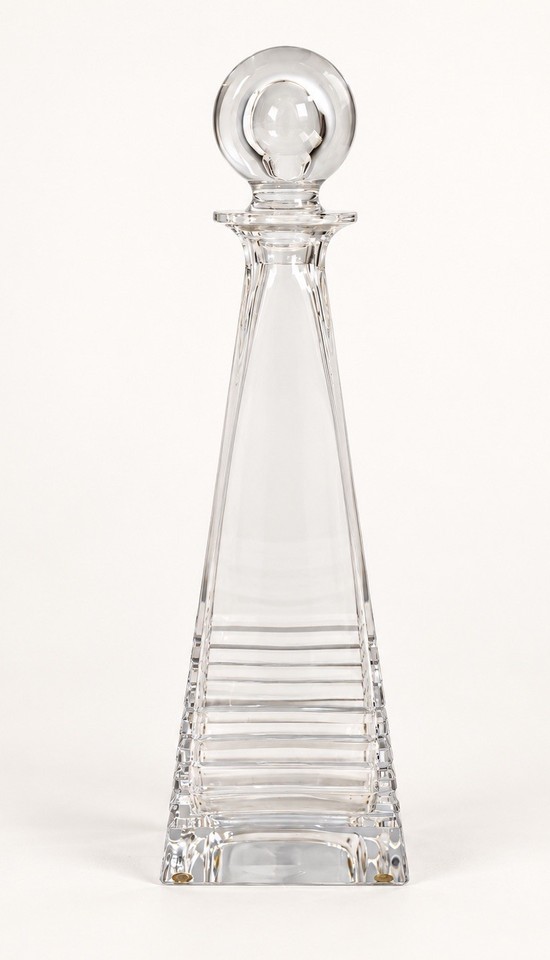 Tiffany & Co. Frank Lloyd Wright Crystal Decanter w/ Round Stopper 13.75” Great
