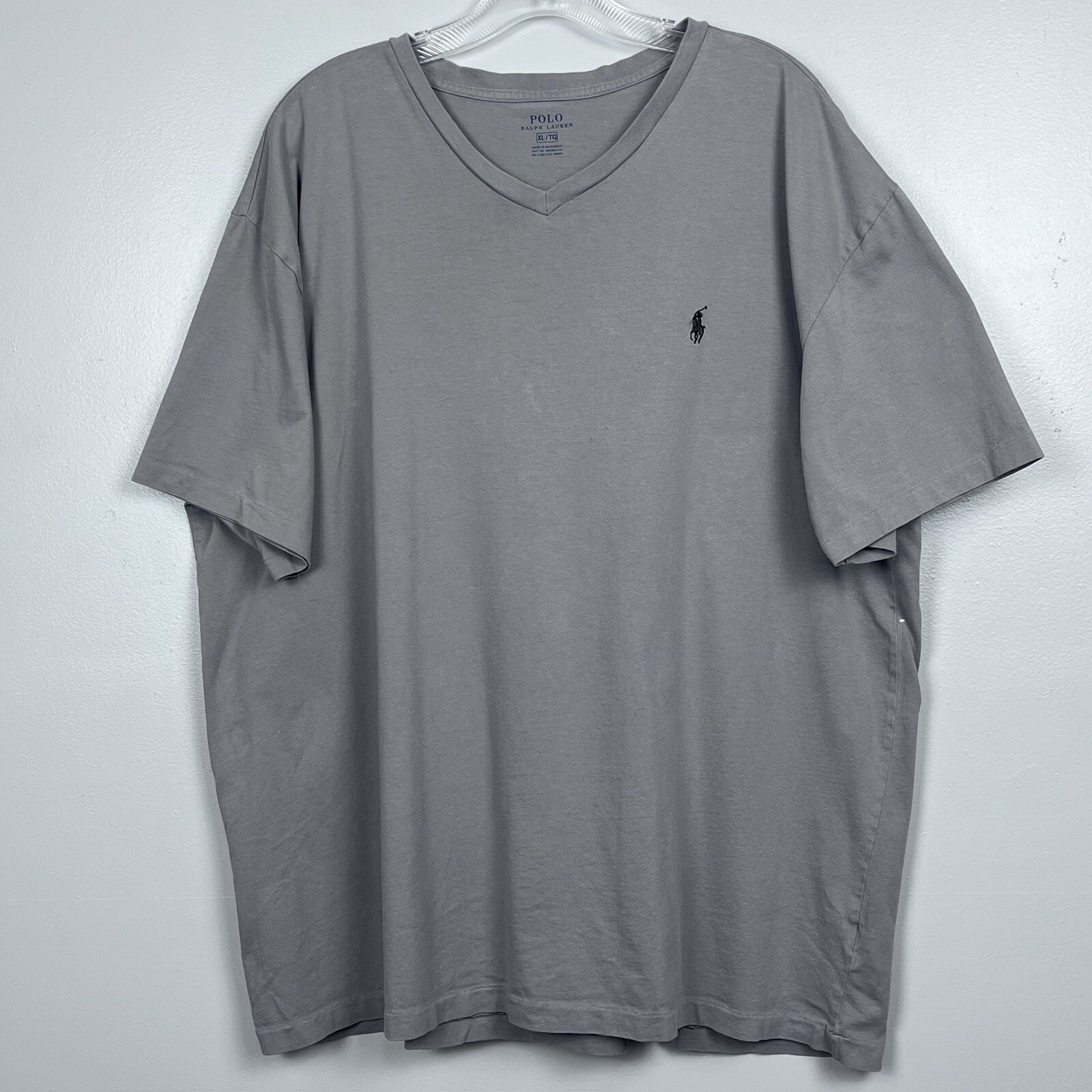 PONY Polo Ralph Lauren Uomo 100% Cotone Grigio T Shirt con Cavallo Nero Taglia XL; Preppy