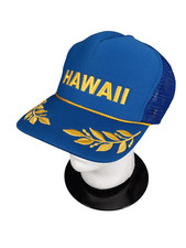 Vintage 90's Hawaii Scrambled Eggs Corded Hat Cap Snapback OSFA Blue