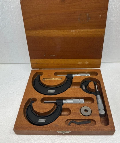 Lufkin 1950's Collector Chrome Clad Micrometer Set Model 191A 0-3" Minty