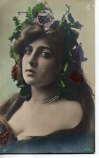 B14-78361 Orig circa 1905 RPPC Beautiful Woman handcolored addressed to Scotland