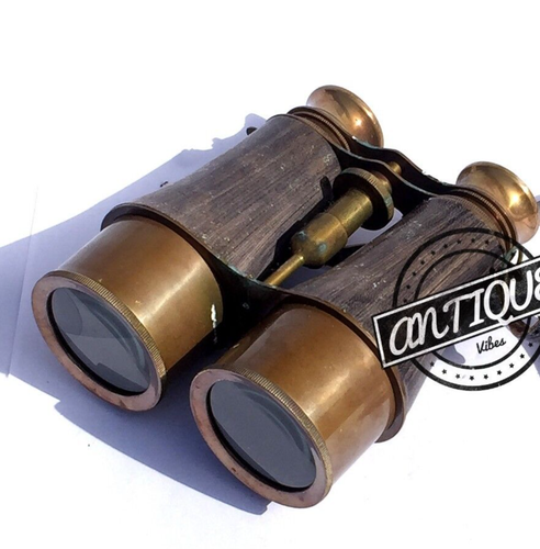 Vintage Antique Vietnam War Binoculars Brass Binocular Leather Strap Sailor Gift - 第 1/8 張圖片