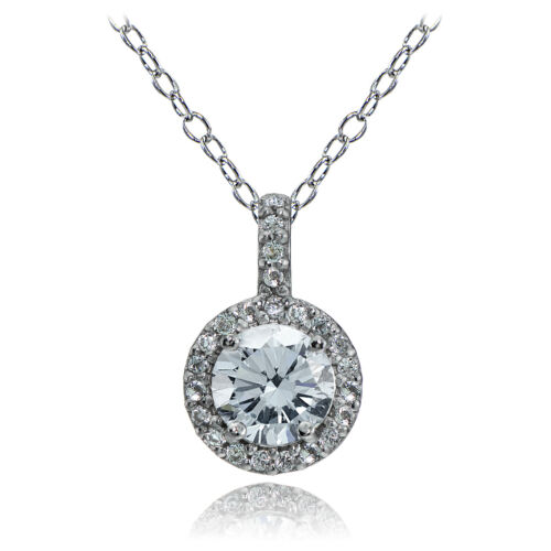 Sterling Silver Aquamarine and White Topaz Halo Necklace - 第 1/1 張圖片